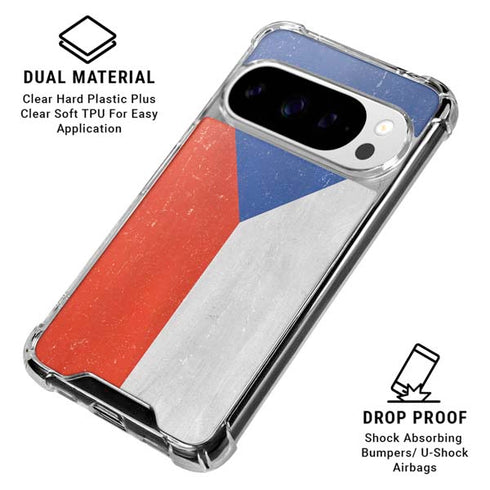 Czech Republic Flag Distressed Google Pixel 10 Pro XL Clear Case